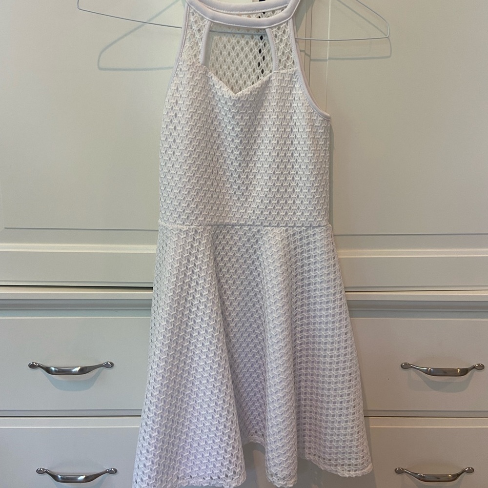 Sally Miller Girls Halter Mini White Dress (Size 12)